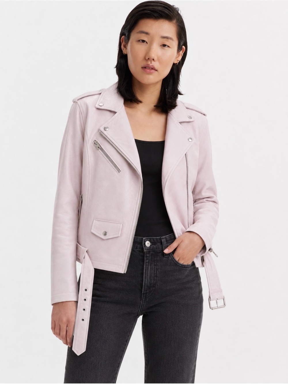 Levi’s pink/ lilac faux leather Moto jacket